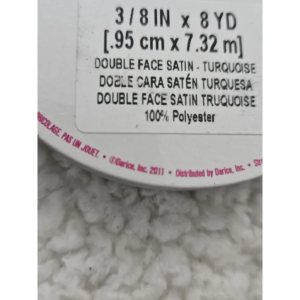 Darice Basic Expressions Ribbon Double‎ Face Satin Turquoise 3/8 in 8 Yards